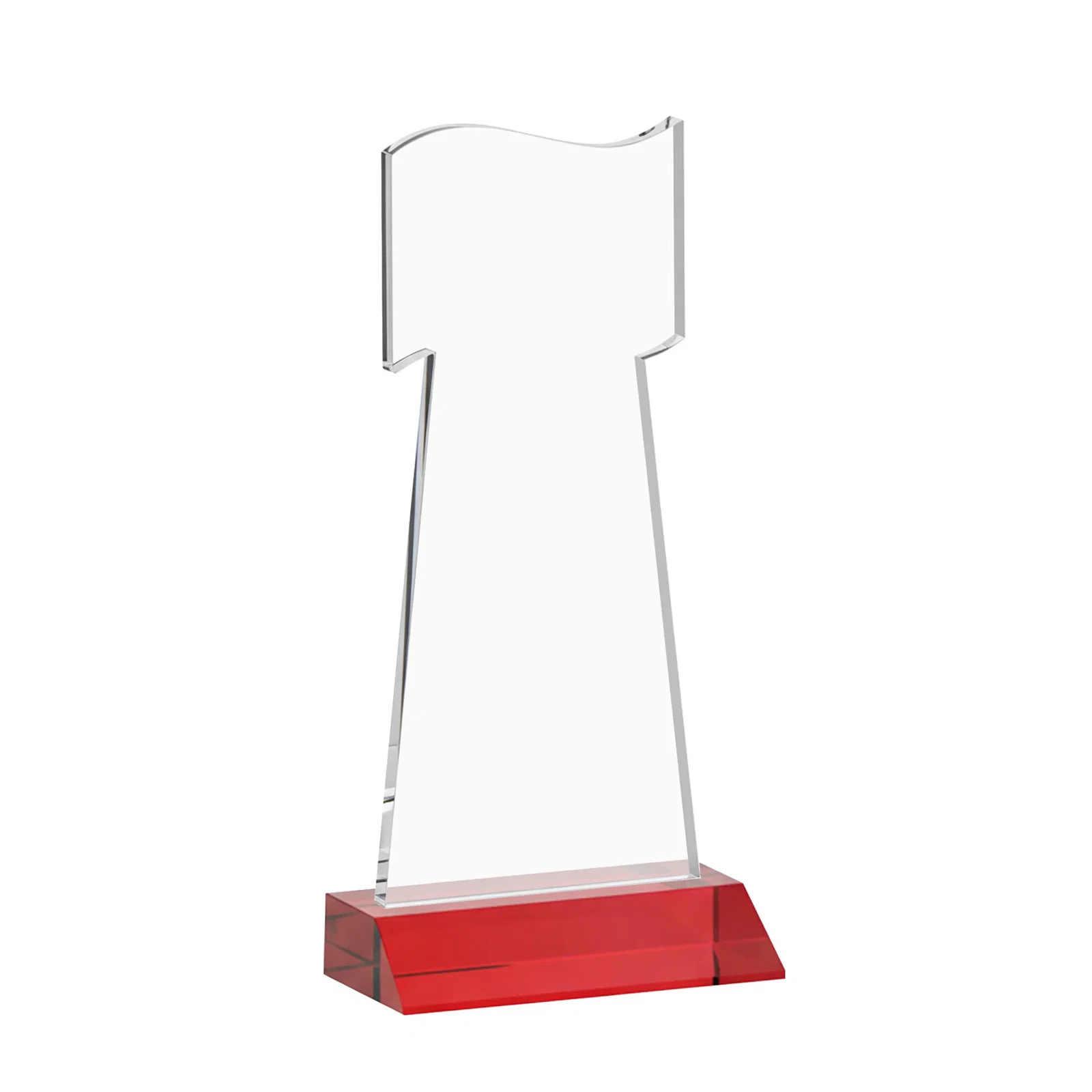 Personalized Starfire Crystal Award with a Flag Cutout on a Mitered Base, with your logo for service anniversary gifts