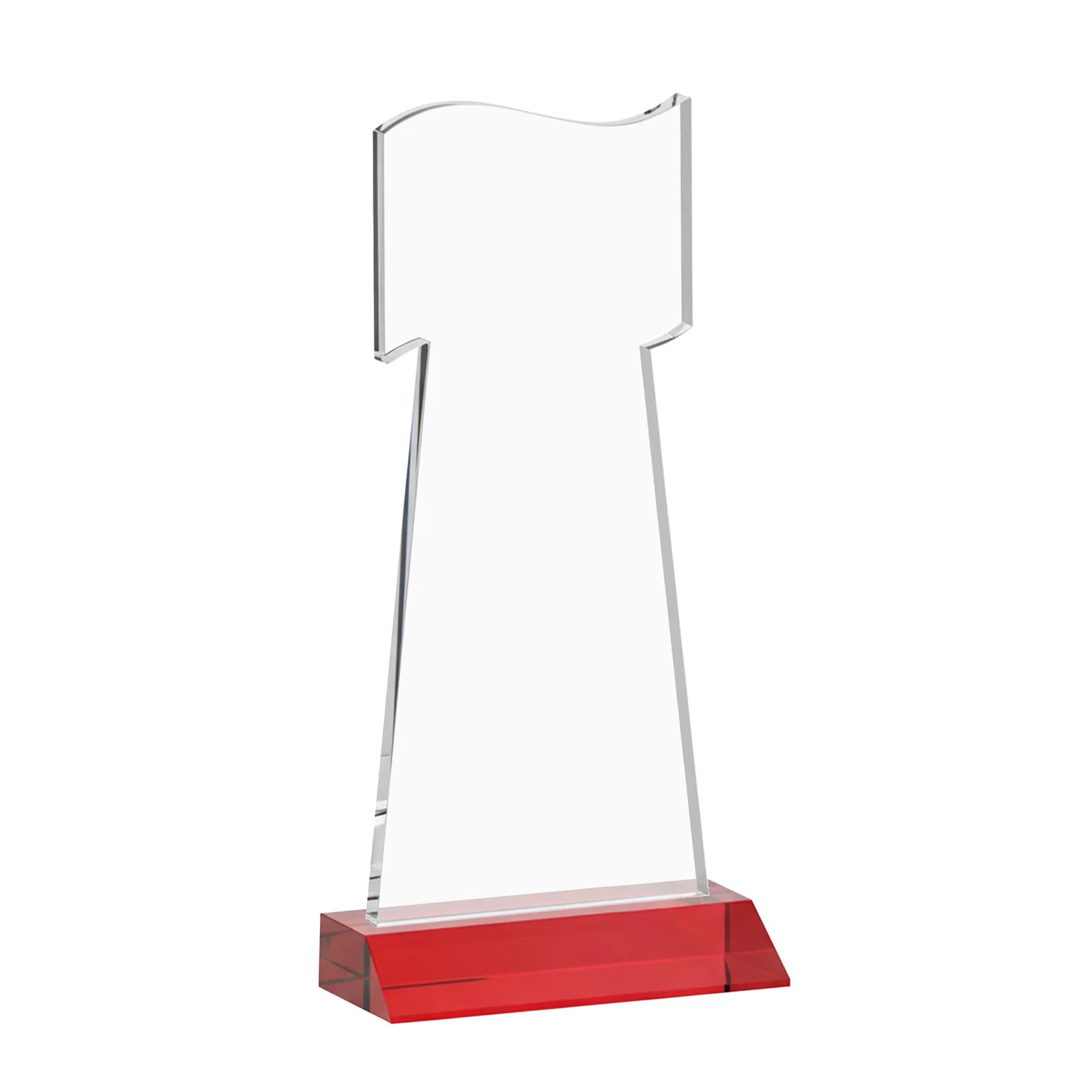 Personalized Starfire Crystal Award with a Flag Cutout on a Mitered Base, with your logo for sales achievement awards