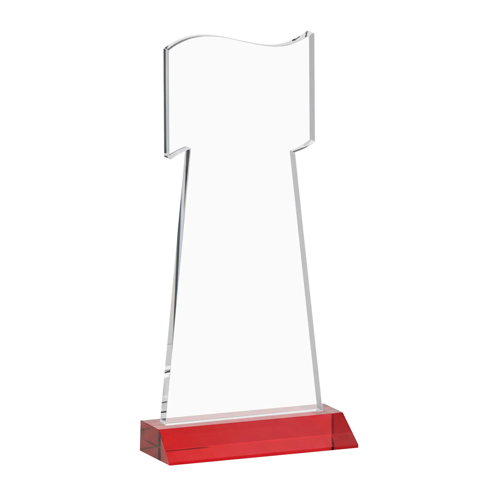 Personalized Starfire Crystal Award with a Flag Cutout on a Mitered Base, with your logo for retirement presentations
