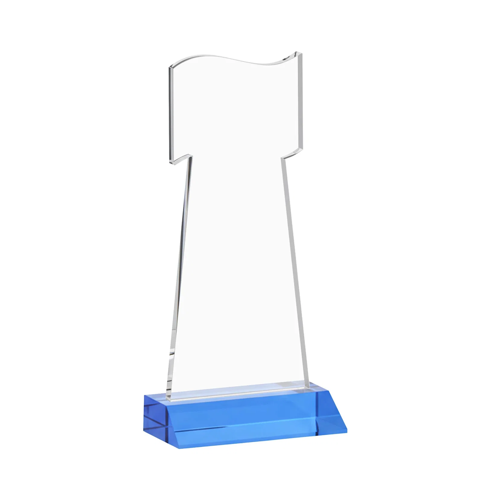 Personalized Starfire Crystal Award with a Flag Cutout on a Mitered Base, with your logo for team milestone celebrations