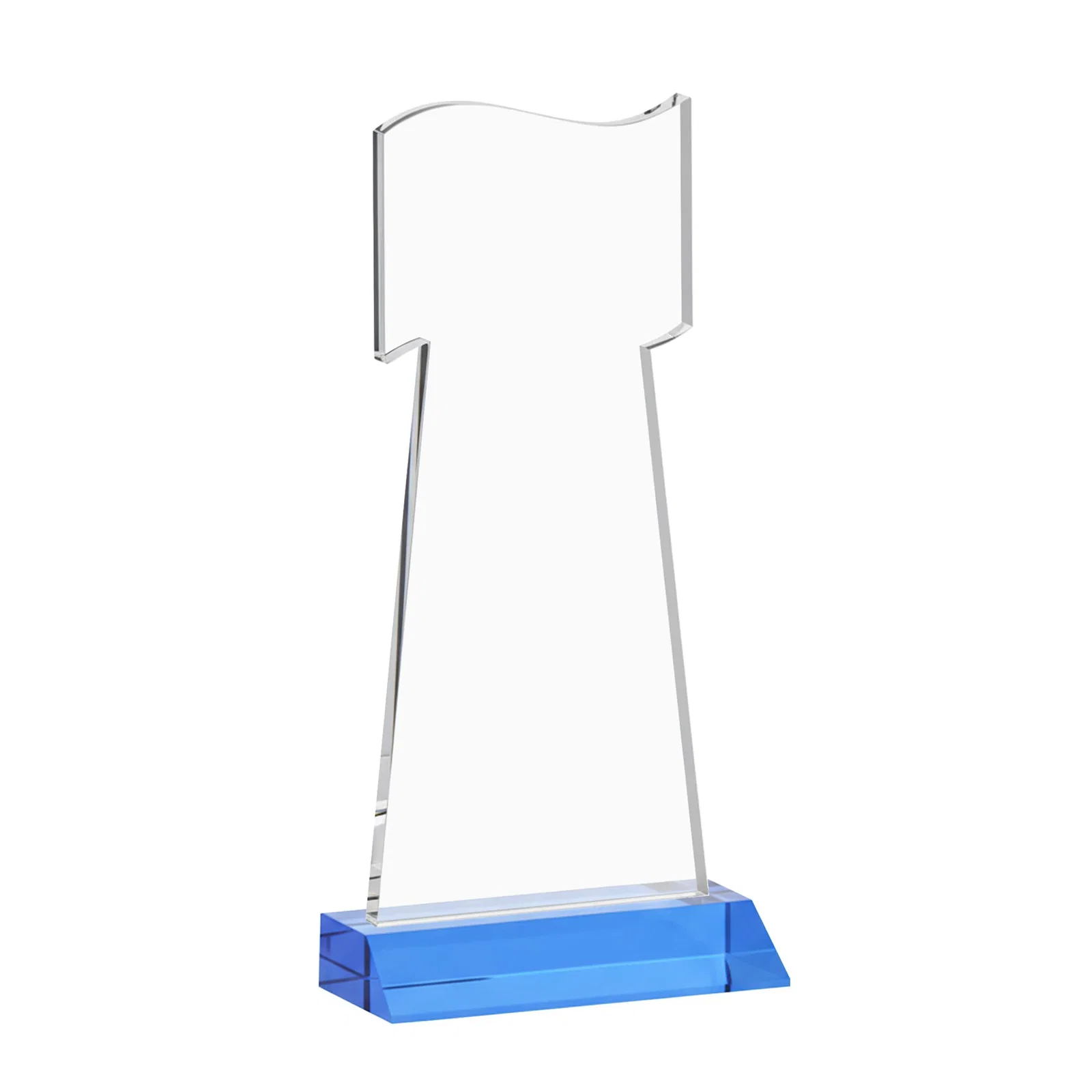 Personalized Starfire Crystal Award with a Flag Cutout on a Mitered Base, with your logo for donor appreciation