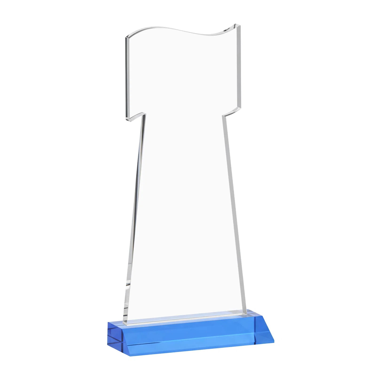 Personalized Starfire Crystal Award with a Flag Cutout on a Mitered Base, with your logo for graduation ceremonies