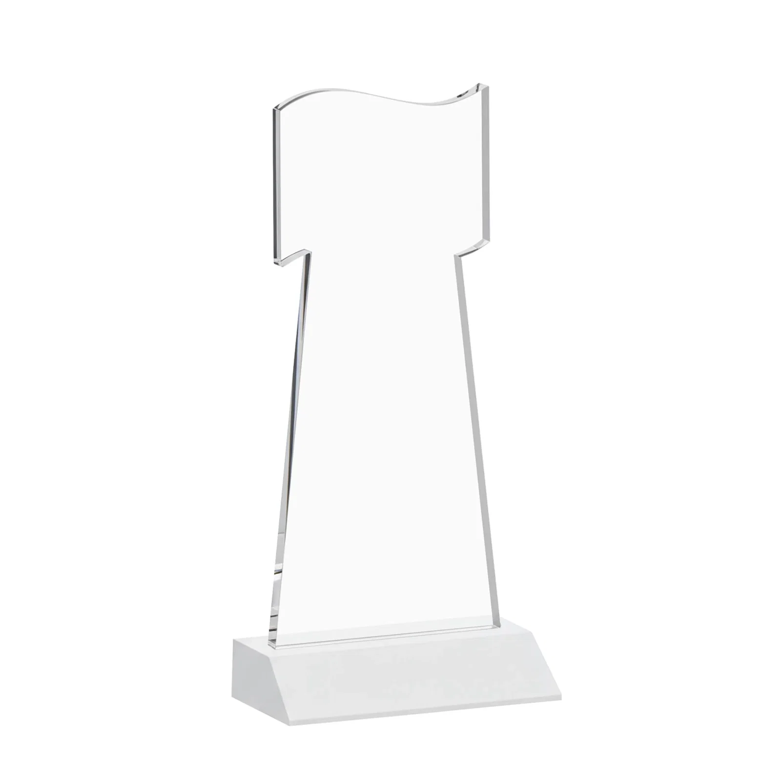 Personalized Starfire Crystal Award with a Flag Cutout on a Mitered Base, with your logo for safety achievement programs
