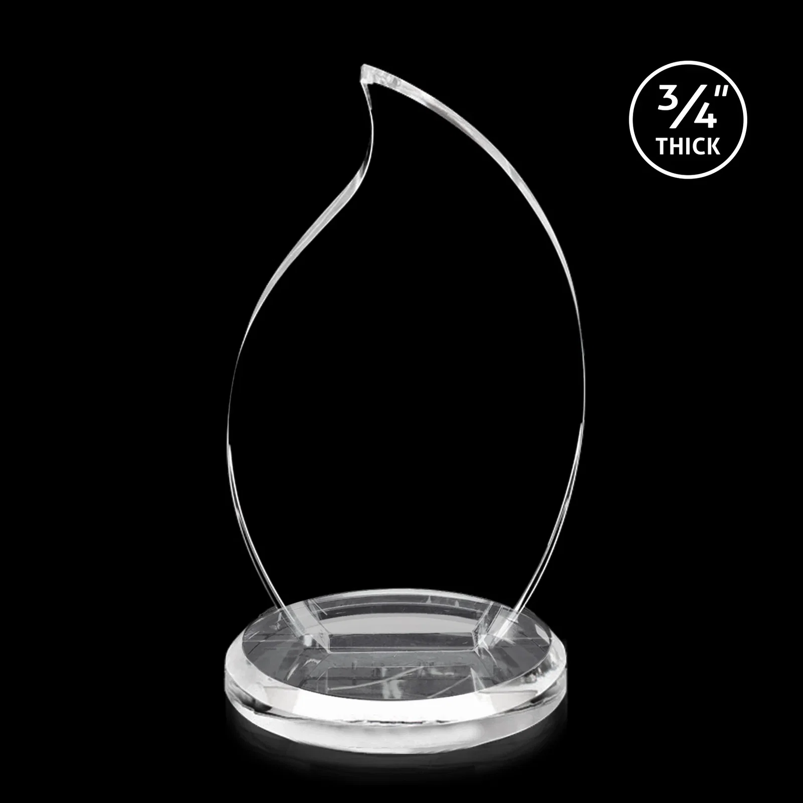 Custom Optical Crystal Flame Award on Round Beveled Base for donor appreciation
