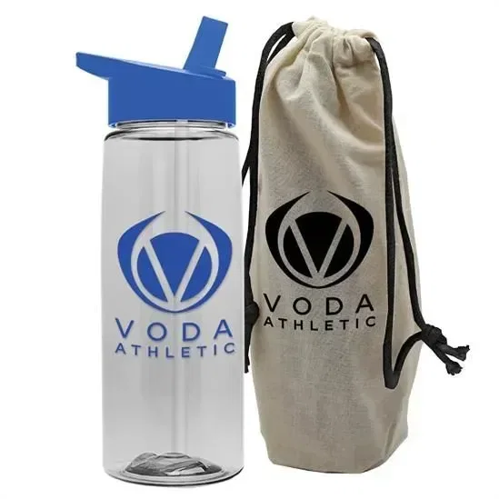 Flair Tritan® Bottle with Flip-Straw Lid in a Cotton Bag (26 oz.) — view 11