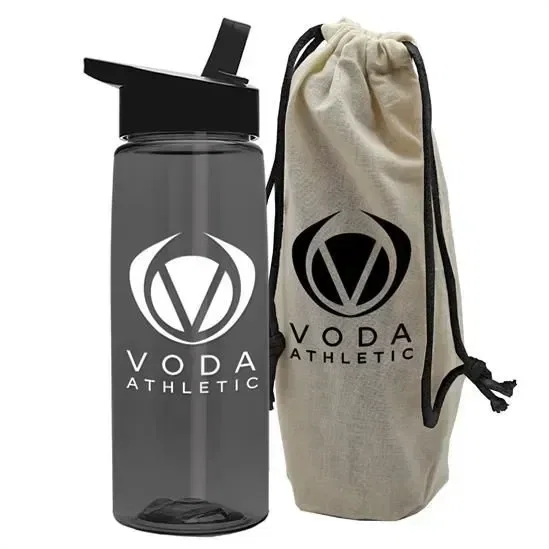 Flair Tritan® Bottle with Flip-Straw Lid in a Cotton Bag (26 oz.) — view 13