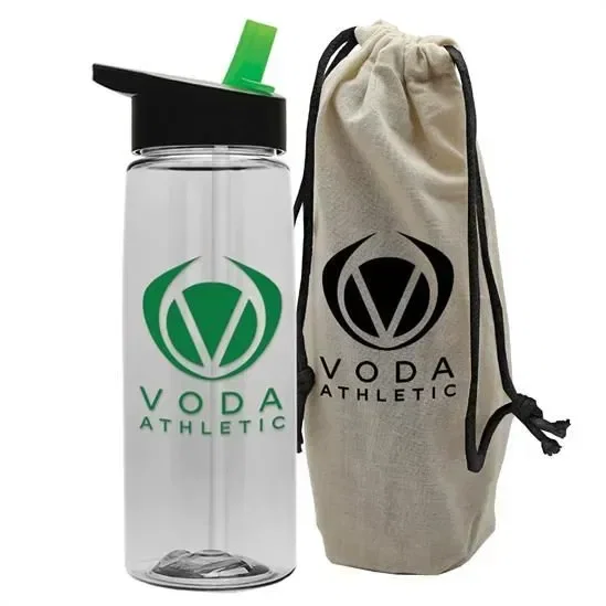Flair Tritan® Bottle with Flip-Straw Lid in a Cotton Bag (26 oz.) — view 29