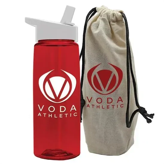 Flair Tritan® Bottle with Flip-Straw Lid in a Cotton Bag (26 oz.) — view 5