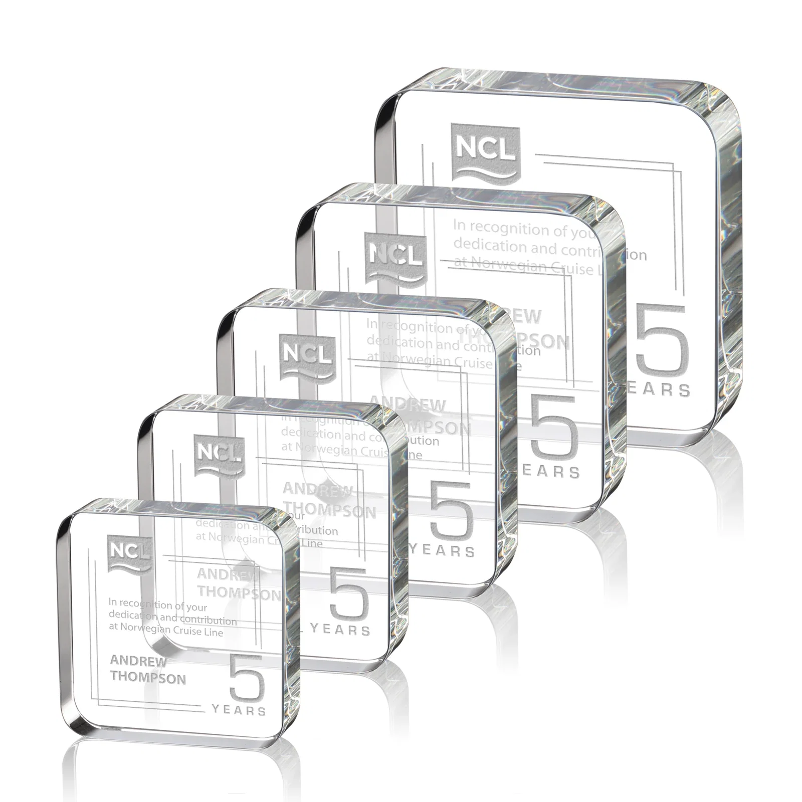Custom Optical Crystal Award Shaped like a Rounded App Icon, desk awards for employee recognition