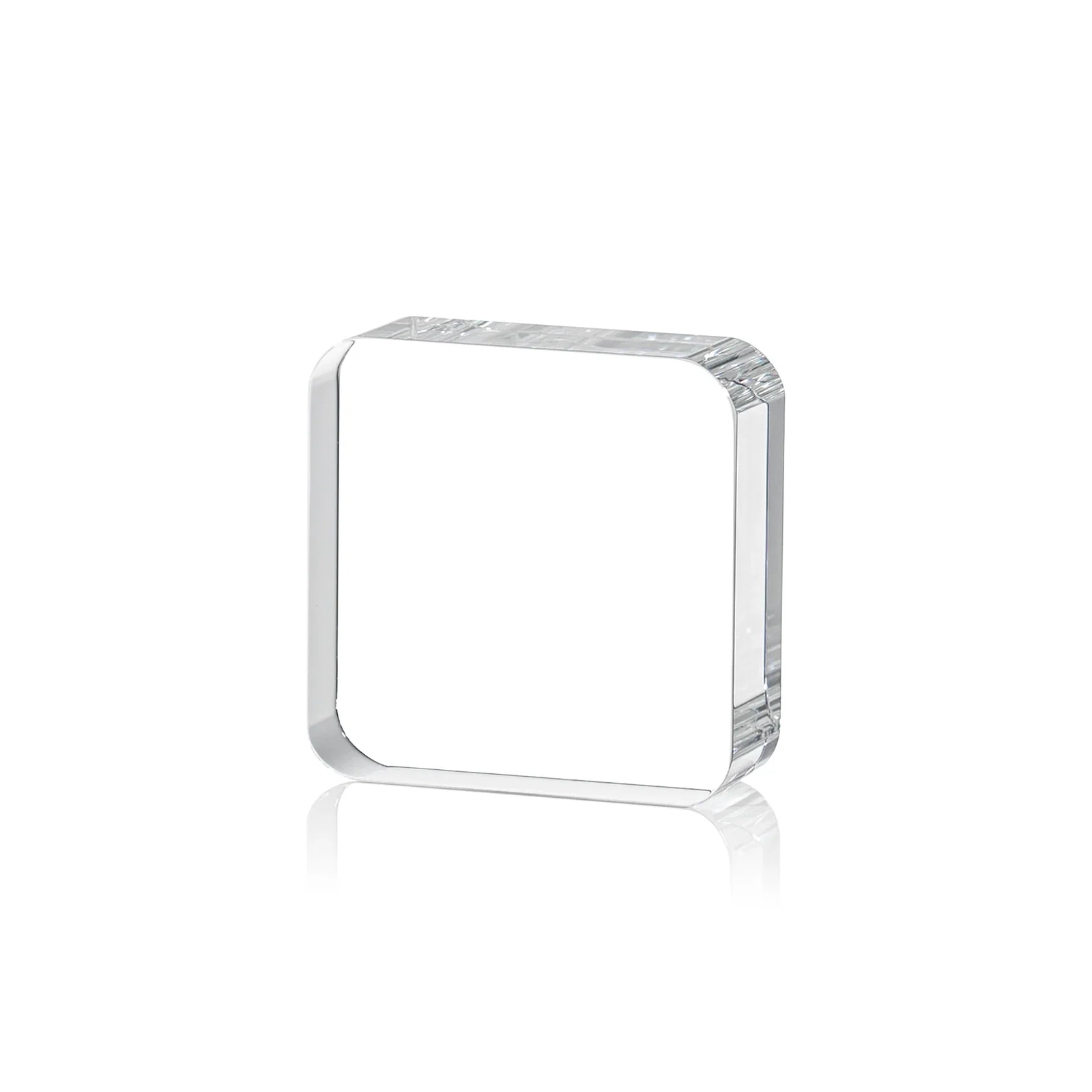 Personalized Optical Crystal Award Shaped like a Rounded App Icon, desk awards for employee recognition