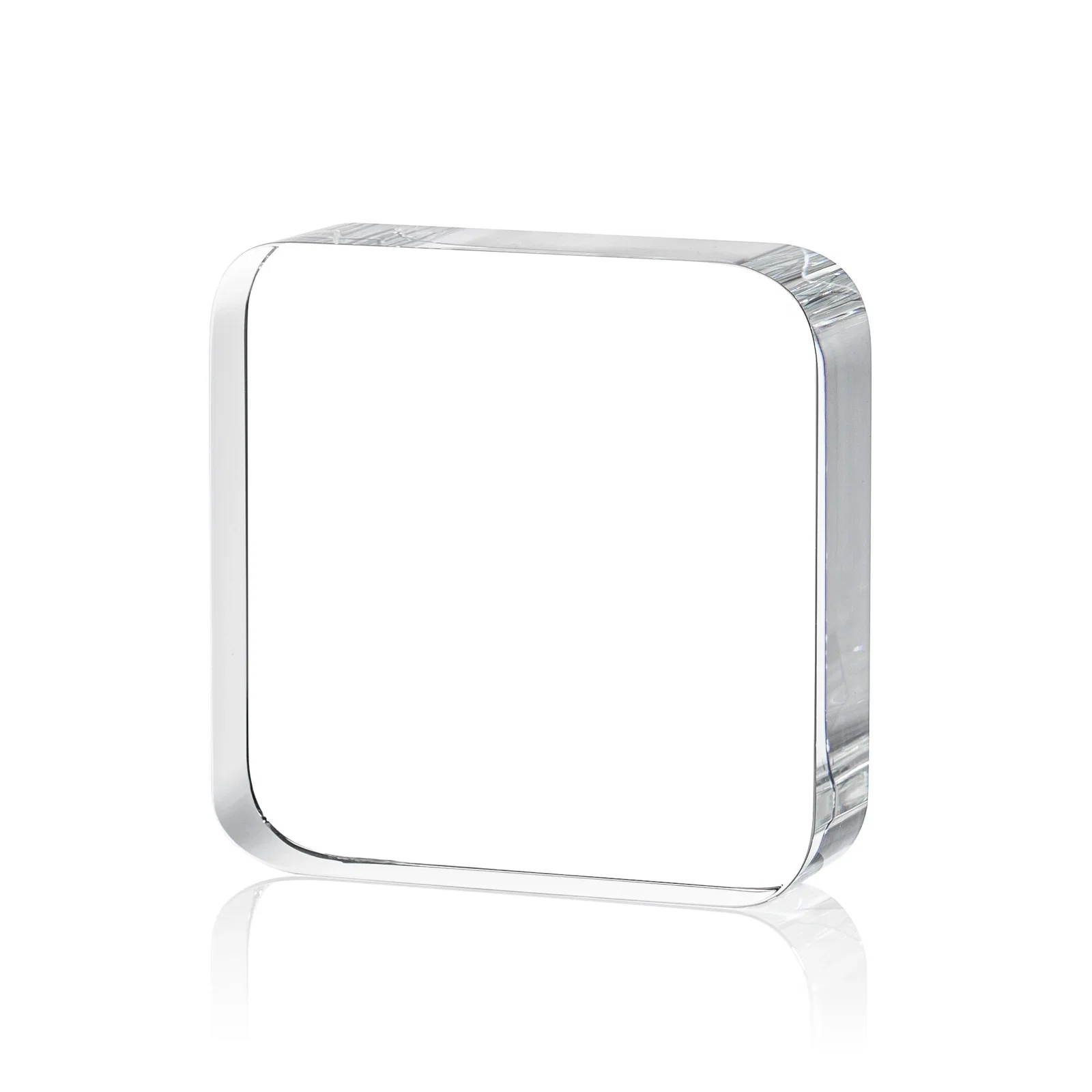 Personalized Optical Crystal Award Shaped like a Rounded App Icon, desk awards for service anniversary gifts