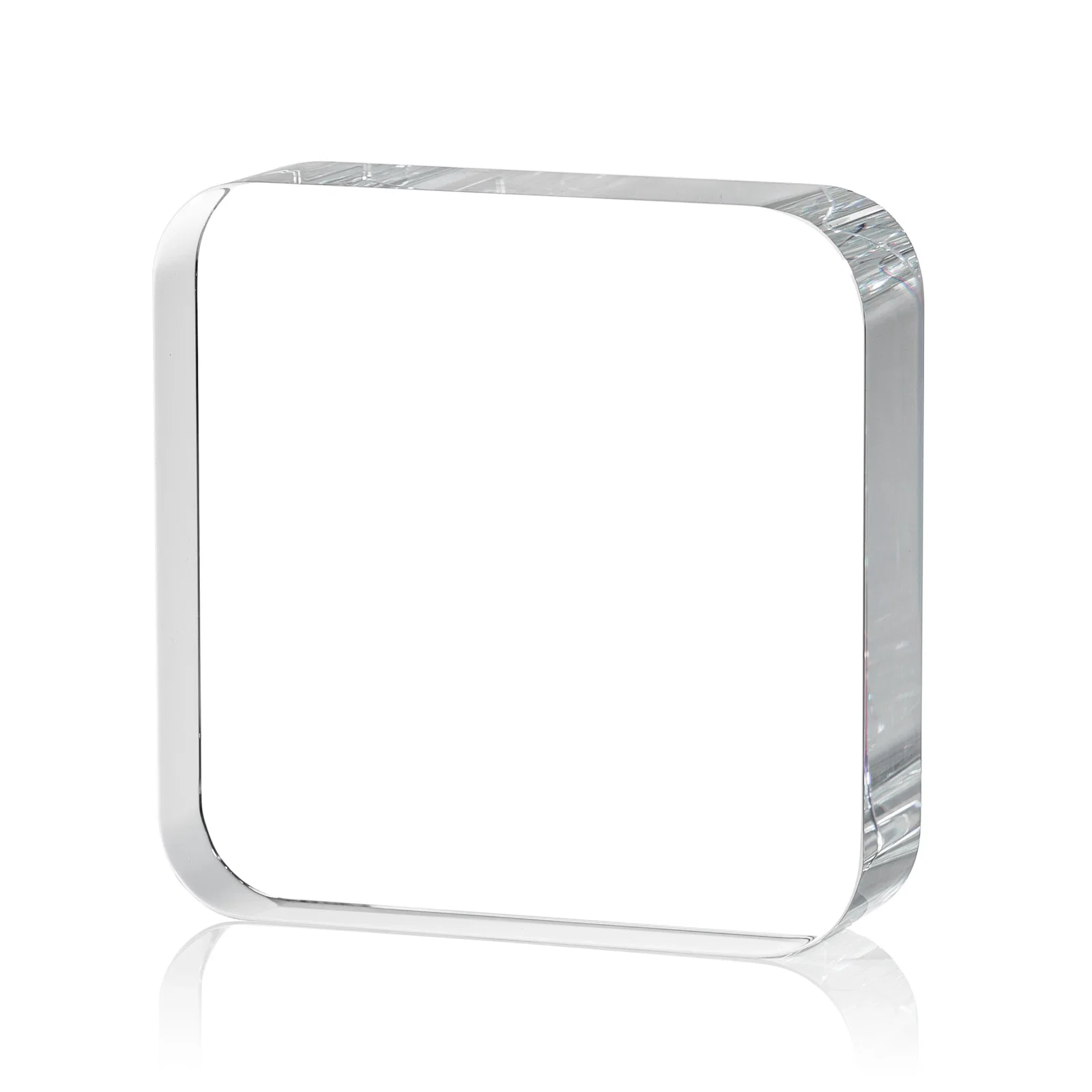 Personalized Optical Crystal Award Shaped like a Rounded App Icon, desk awards for sales achievement awards