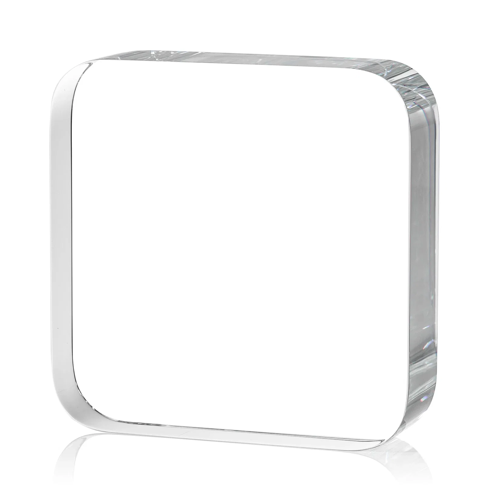 Personalized Optical Crystal Award Shaped like a Rounded App Icon, desk awards for retirement presentations