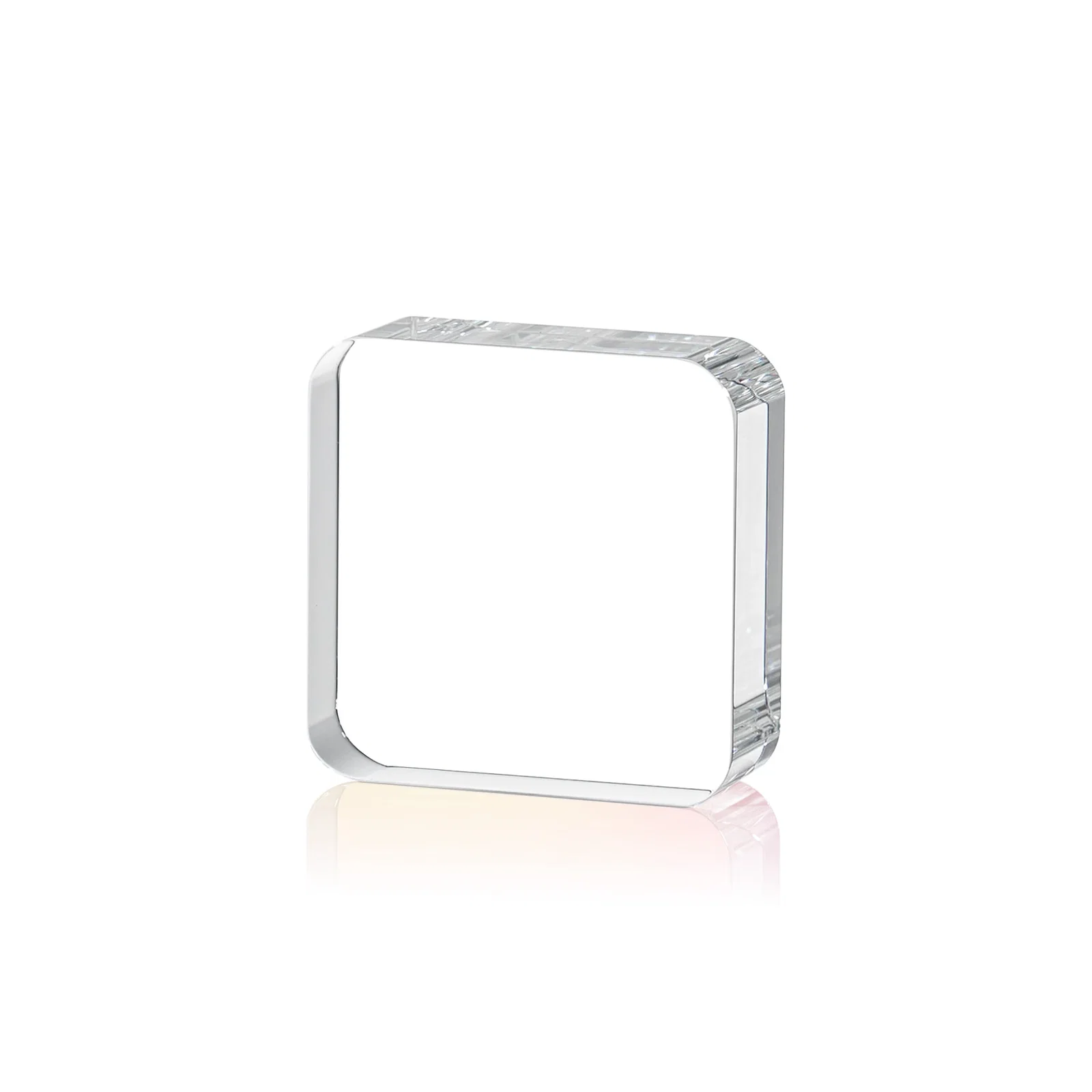 Personalized Optical Crystal Award Shaped like a Rounded App Icon, desk awards for team milestone celebrations