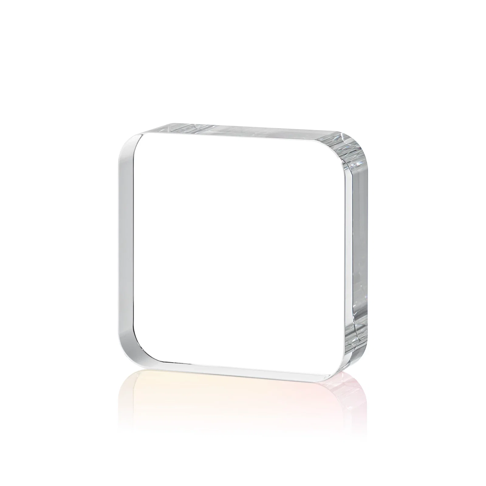 Personalized Optical Crystal Award Shaped like a Rounded App Icon, desk awards for donor appreciation