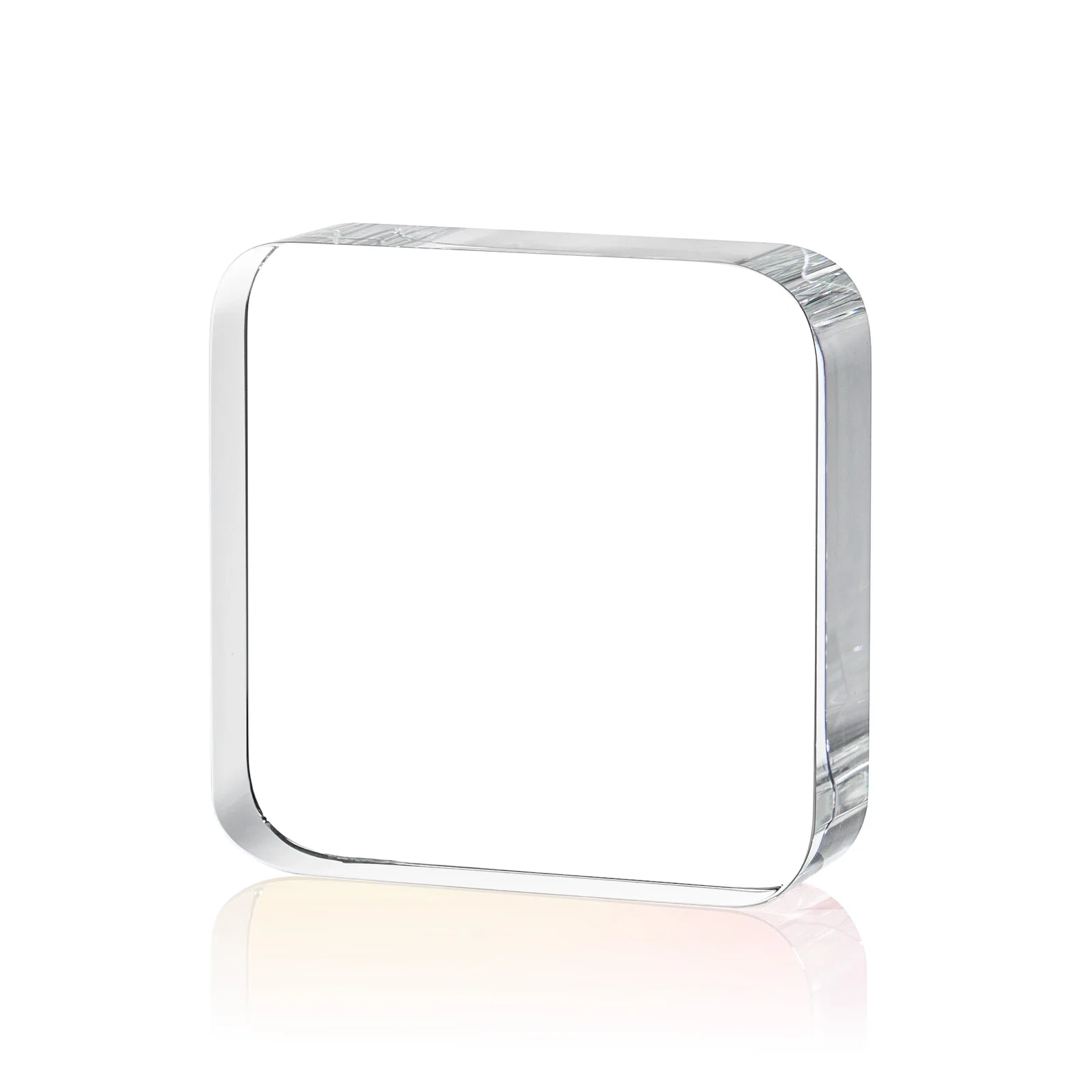 Personalized Optical Crystal Award Shaped like a Rounded App Icon, desk awards for graduation ceremonies
