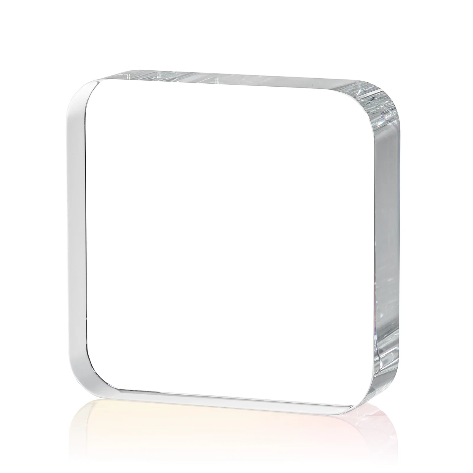 Personalized Optical Crystal Award Shaped like a Rounded App Icon, desk awards for safety achievement programs