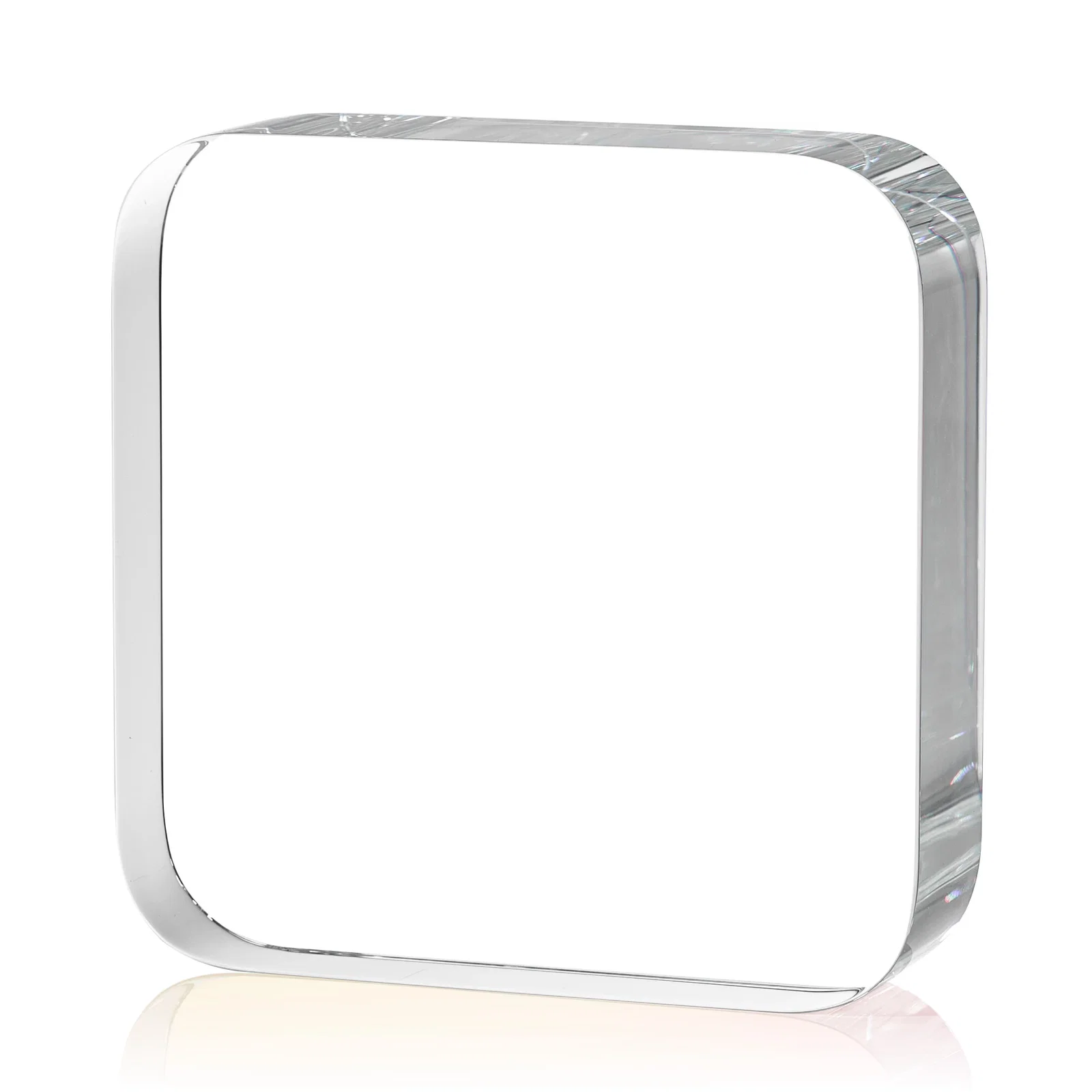 Personalized Optical Crystal Award Shaped like a Rounded App Icon, desk awards for volunteer appreciation