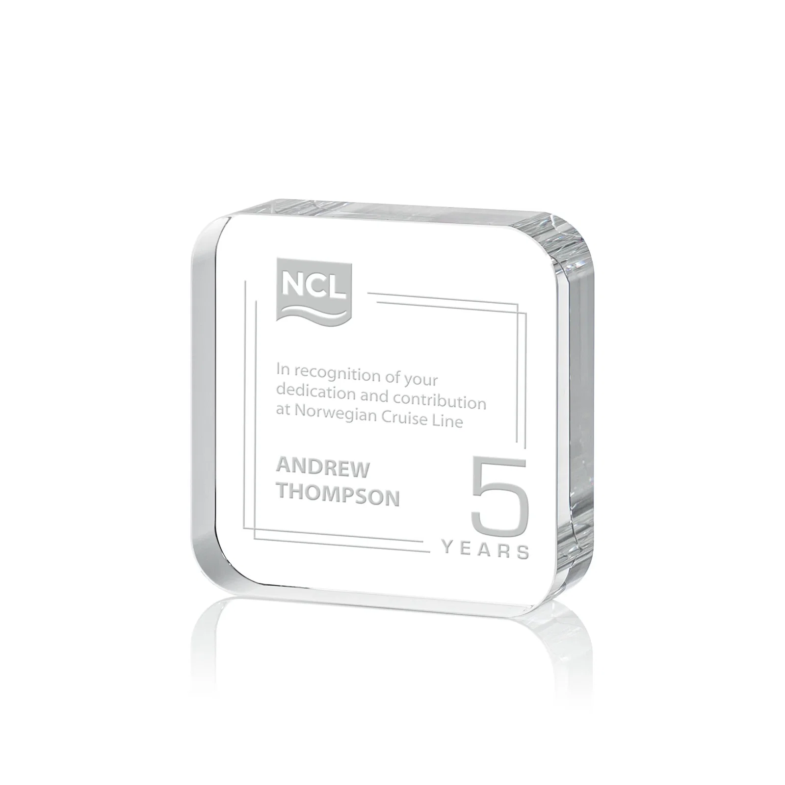 Custom Optical Crystal Award Shaped like a Rounded App Icon, desk awards for service anniversary gifts