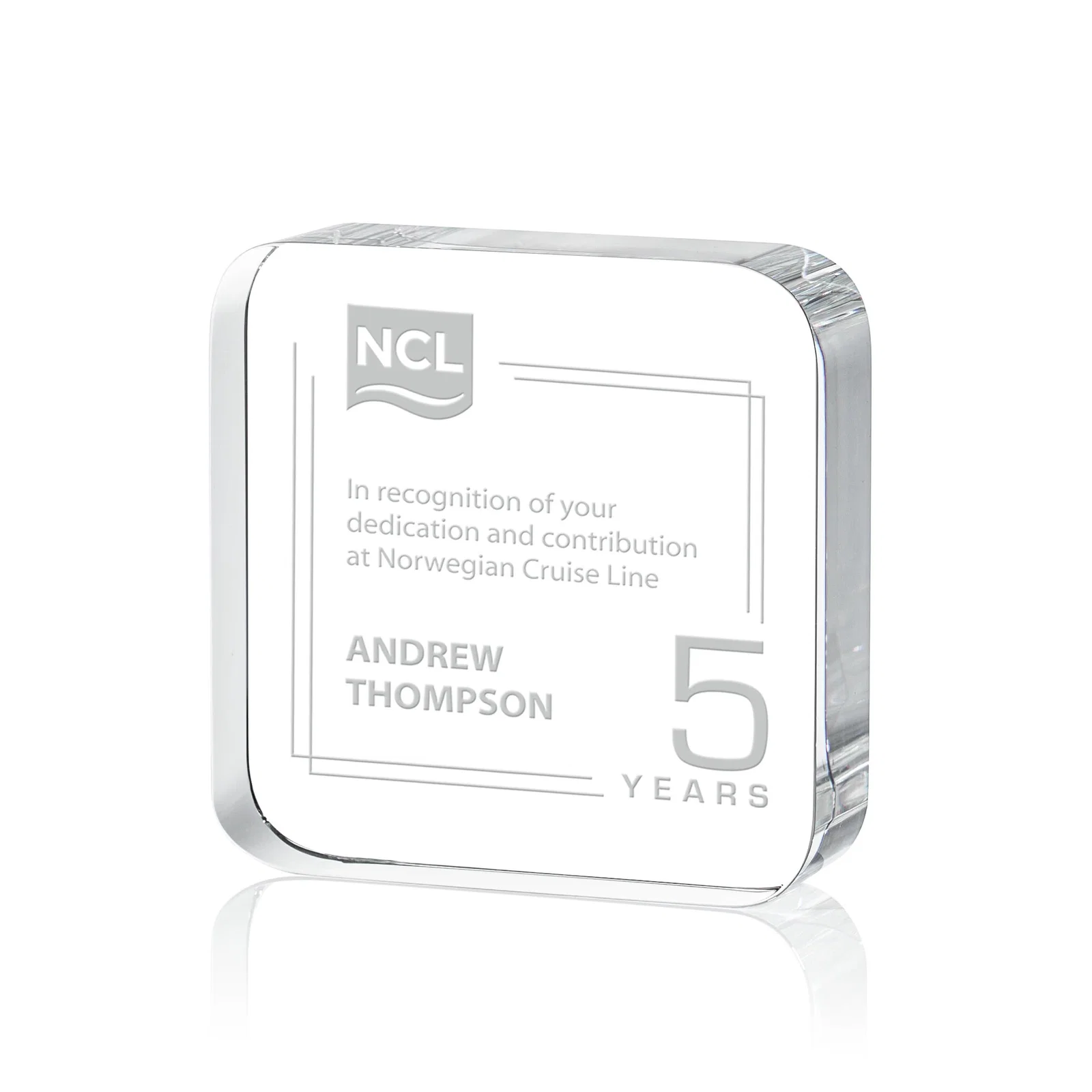 Custom Optical Crystal Award Shaped like a Rounded App Icon, desk awards for sales achievement awards