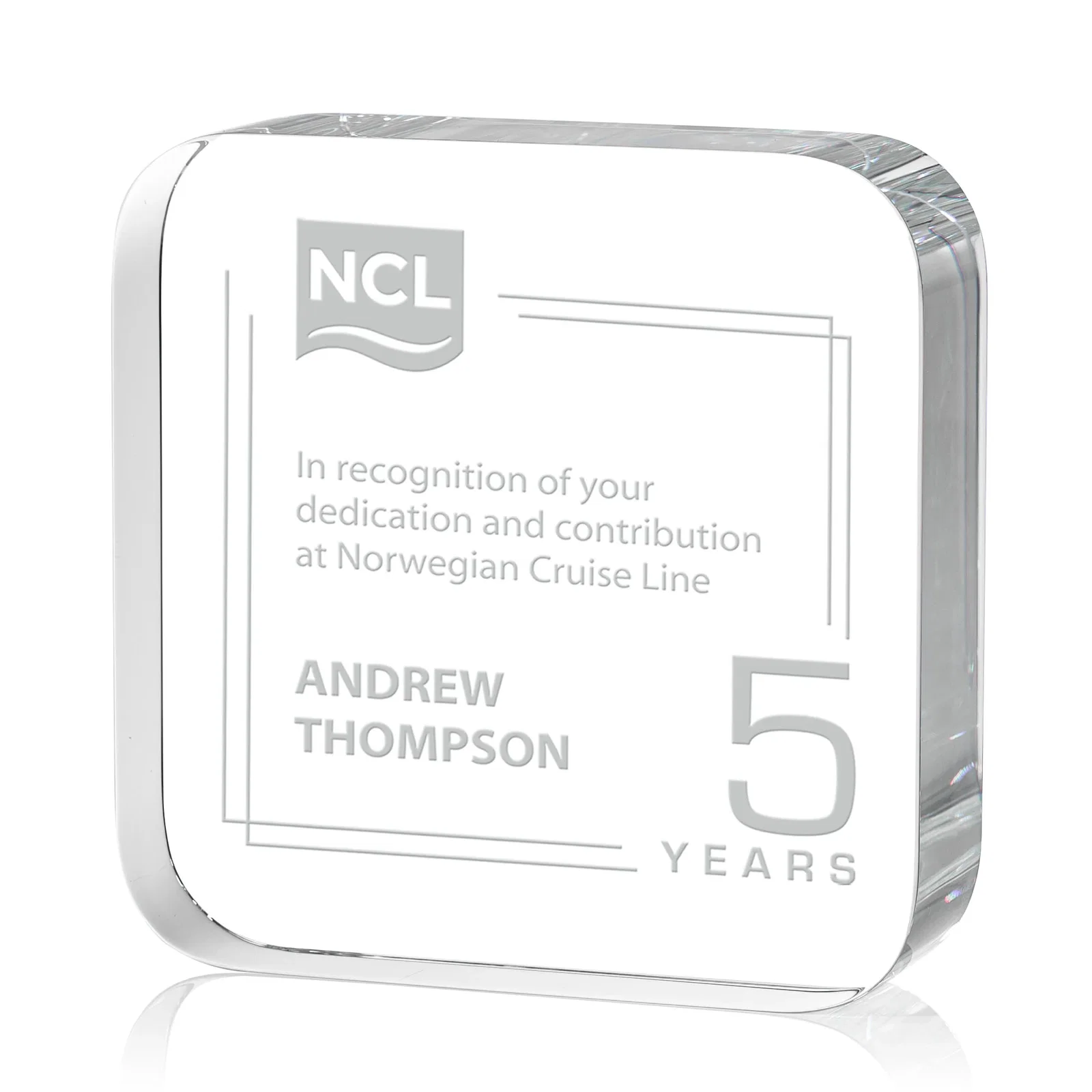 Custom Optical Crystal Award Shaped like a Rounded App Icon, desk awards for team milestone celebrations