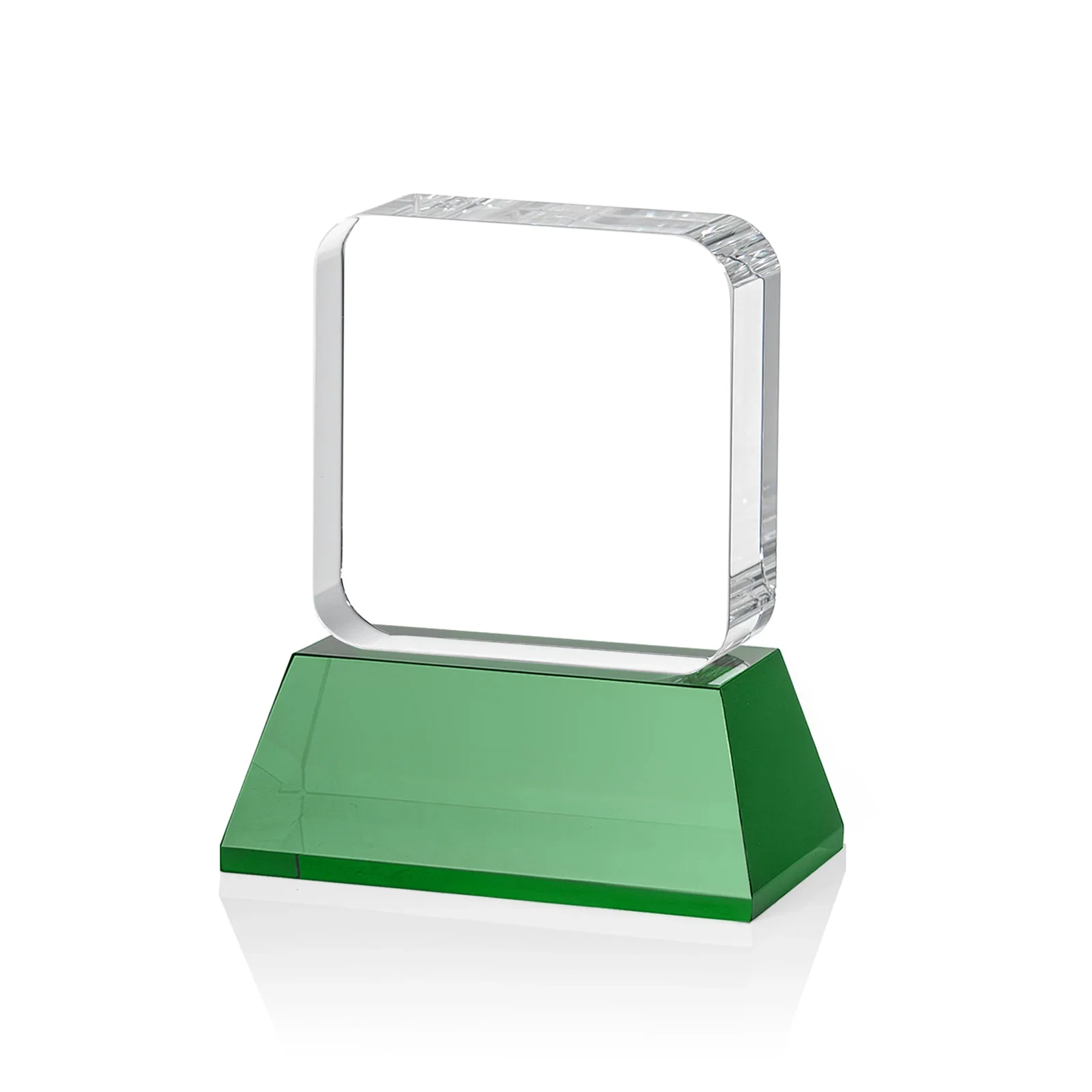 Personalized Rounded-Edge Optical Crystal Block Award on an Amber Crystal Base, awards, with your logo for sales achievement awards