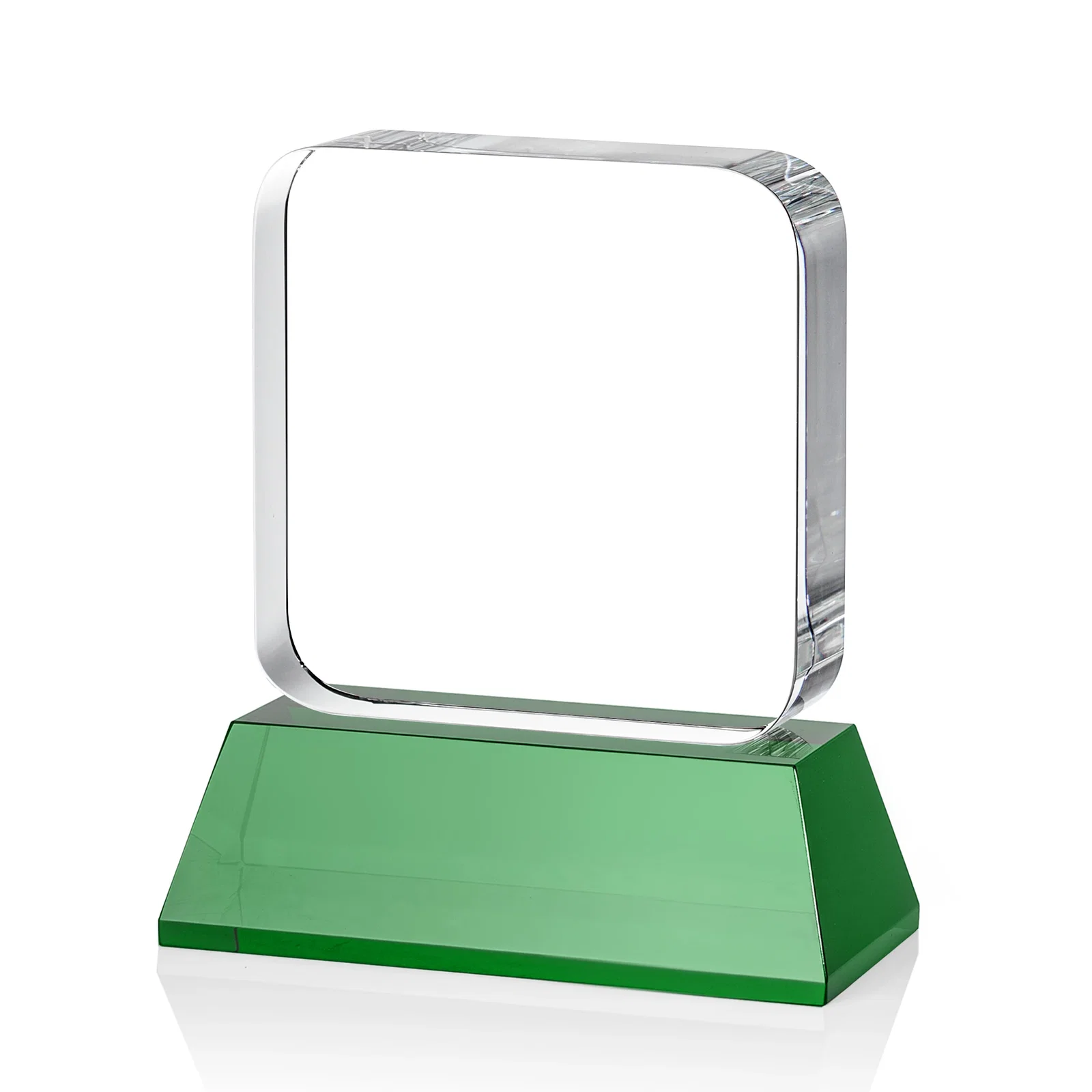Personalized Rounded-Edge Optical Crystal Block Award on an Amber Crystal Base, awards, with your logo for team milestone celebrations