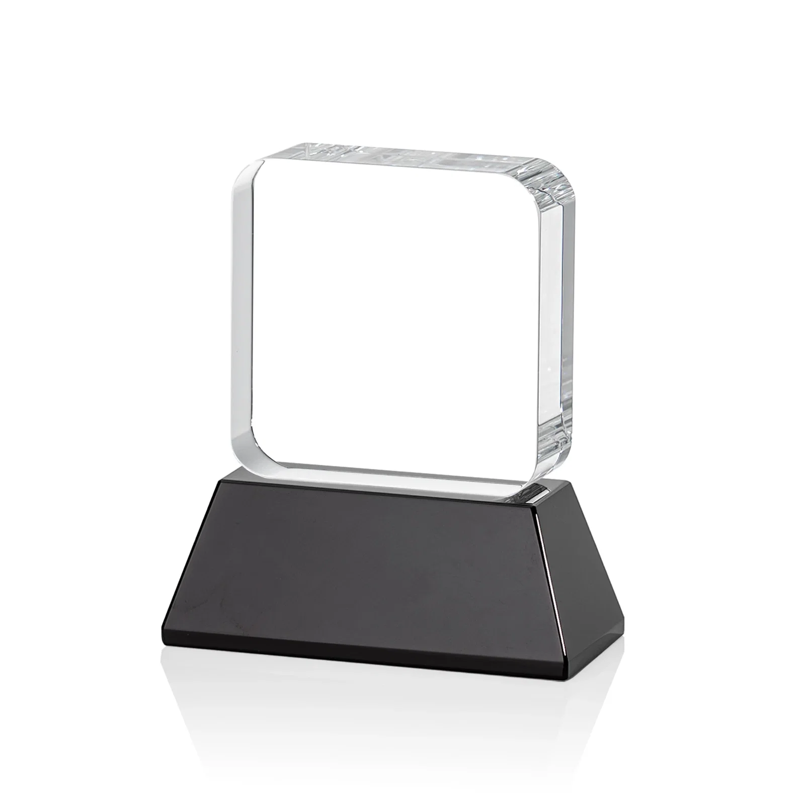 Personalized Rounded-Edge Optical Crystal Block Award on an Amber Crystal Base, awards, with your logo for safety achievement programs
