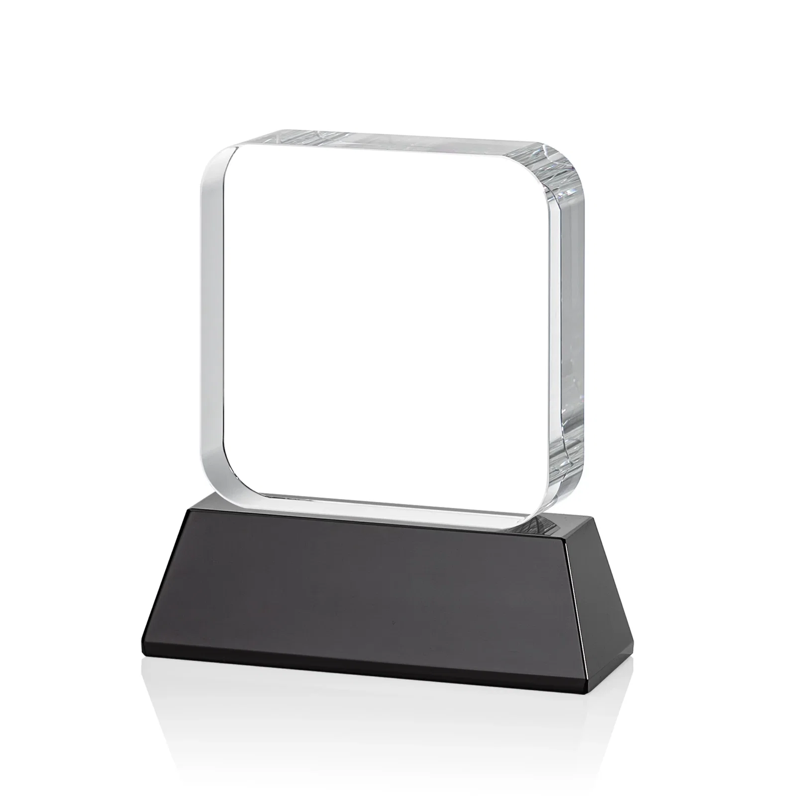 Personalized Rounded-Edge Optical Crystal Block Award on an Amber Crystal Base, awards, with your logo for volunteer appreciation
