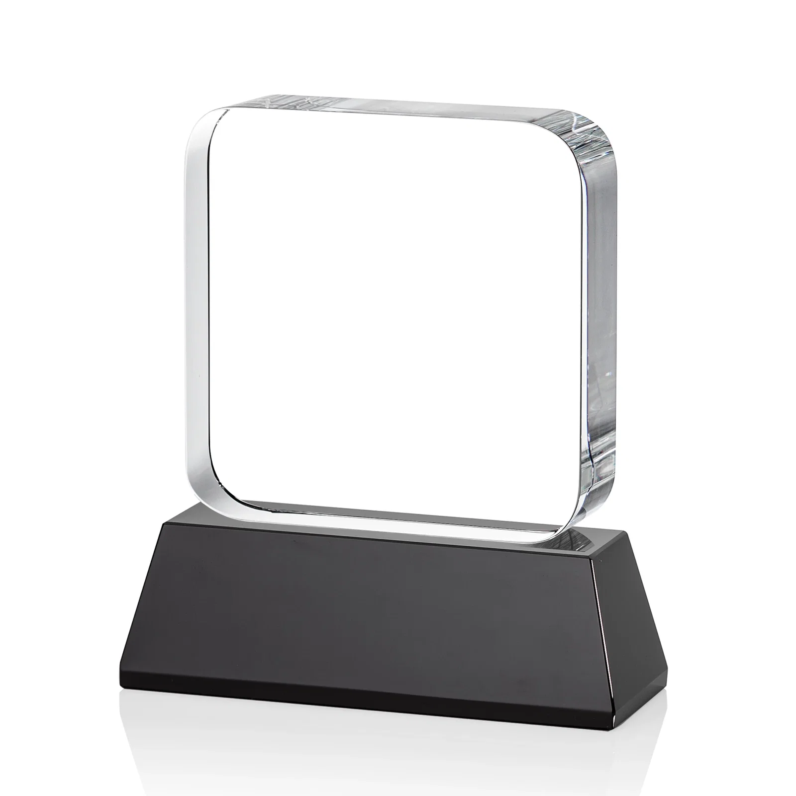 Personalized Rounded-Edge Optical Crystal Block Award on an Amber Crystal Base, awards, with your logo for dealer and partner awards