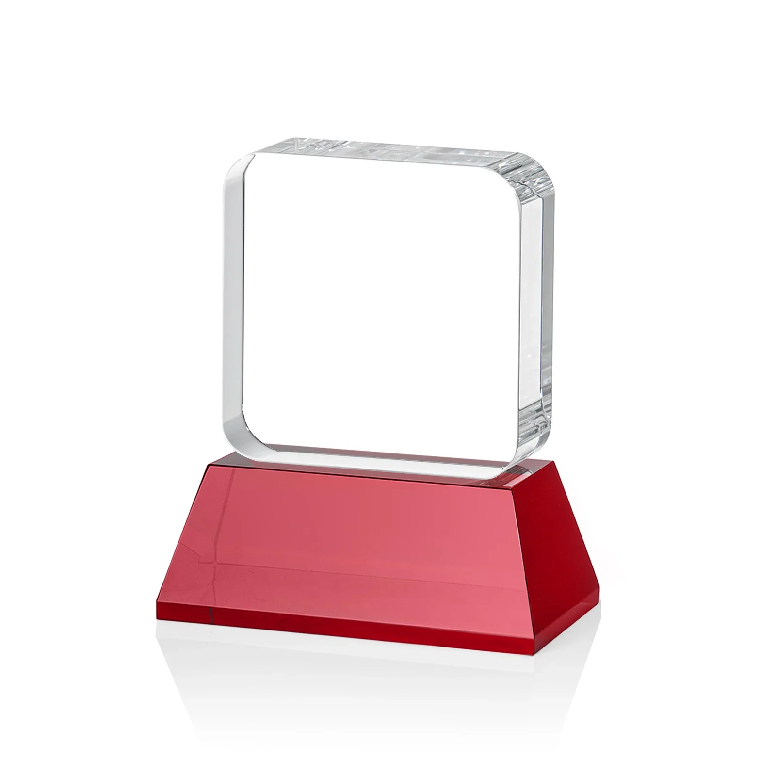 Promotional Rounded-Edge Optical Crystal Block Award on an Amber Crystal Base, awards, with your logo for donor appreciation
