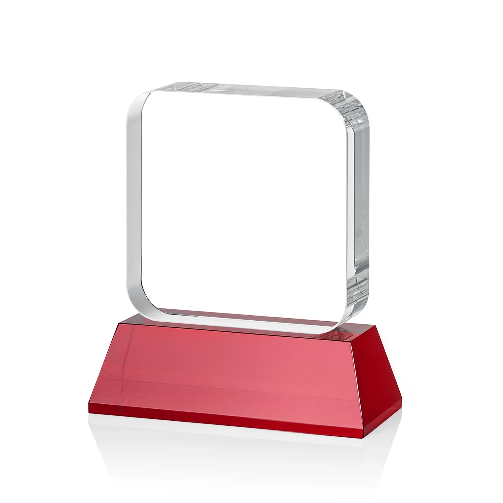 Promotional Rounded-Edge Optical Crystal Block Award on an Amber Crystal Base, awards, with your logo for graduation ceremonies