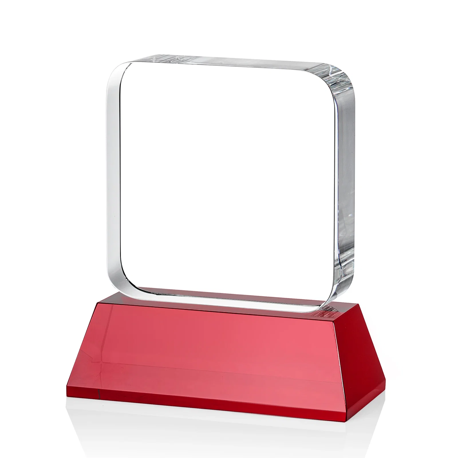Promotional Rounded-Edge Optical Crystal Block Award on an Amber Crystal Base, awards, with your logo for safety achievement programs
