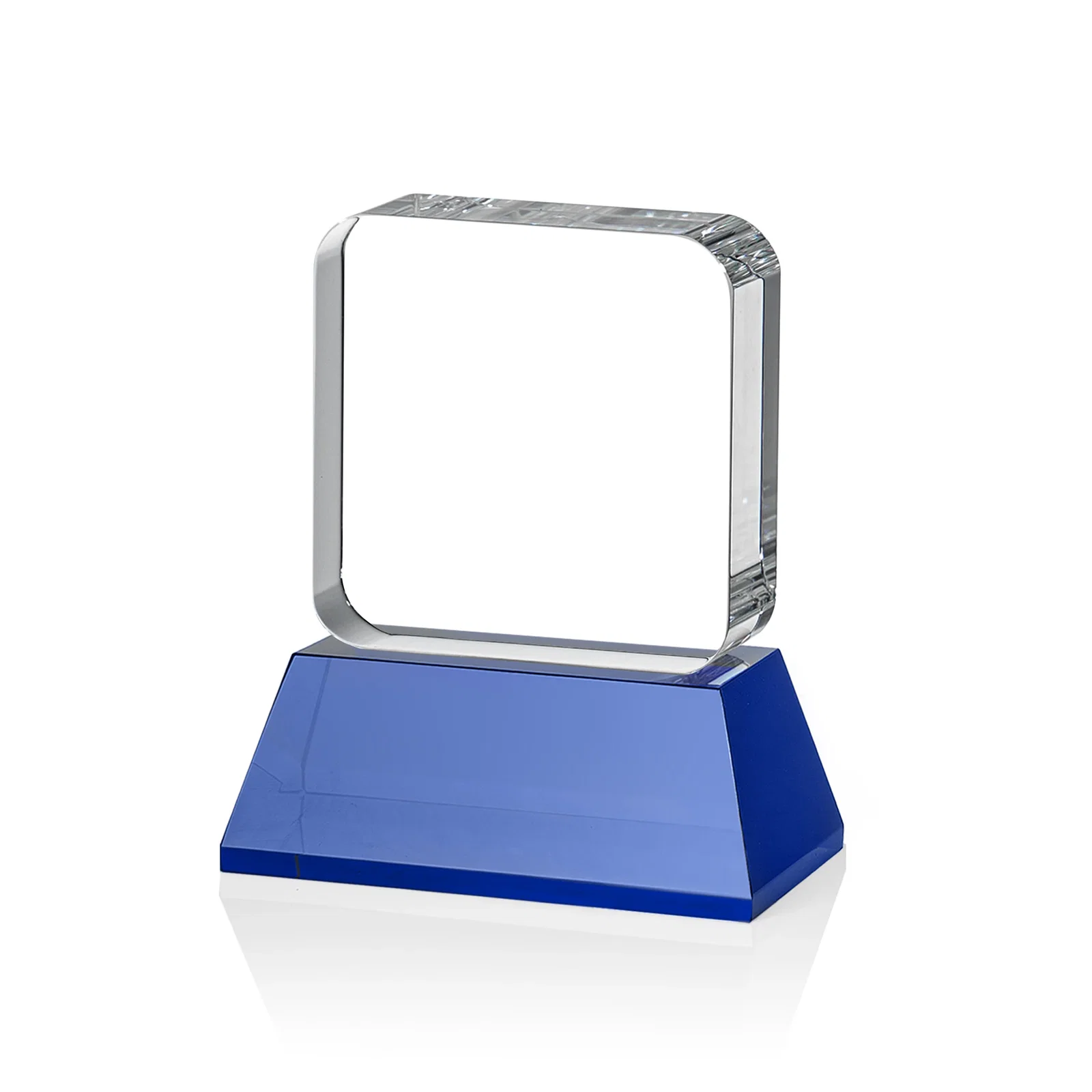 Custom printed Rounded-Edge Optical Crystal Block Award on an Amber Crystal Base, awards, with your logo for volunteer appreciation