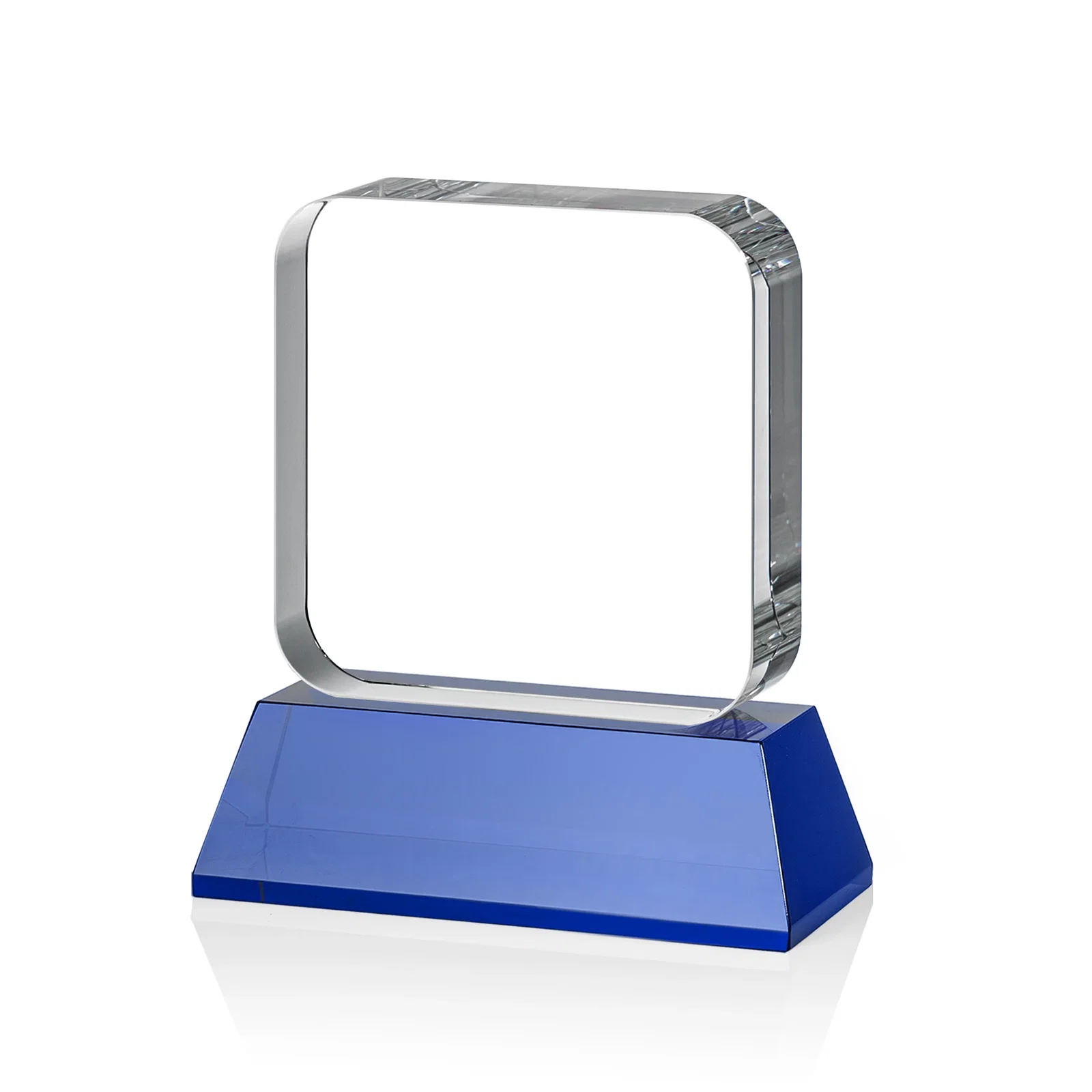 Custom printed Rounded-Edge Optical Crystal Block Award on an Amber Crystal Base, awards, with your logo for dealer and partner awards