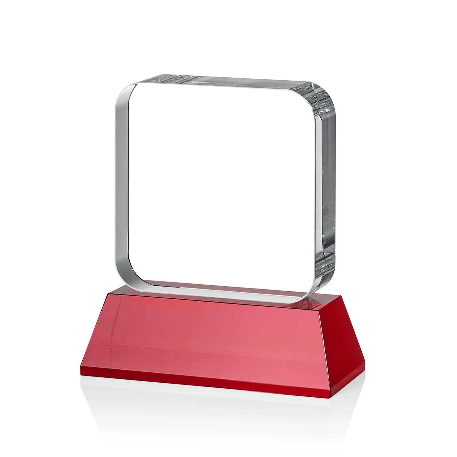 Customized Rounded-Edge Optical Crystal Block Award on an Amber Crystal Base, awards, with your logo for service anniversary gifts