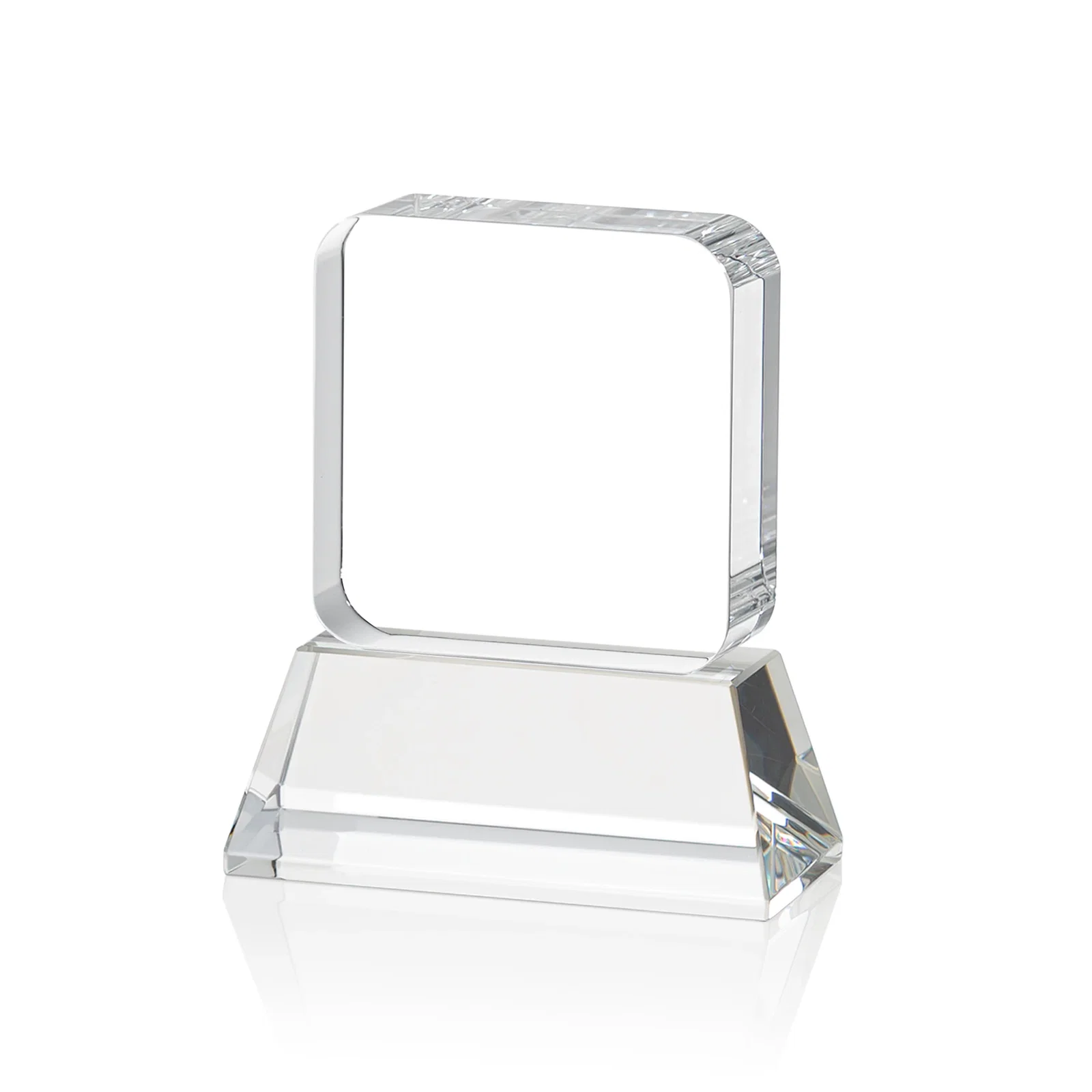 Custom Rounded-Edge Optical Crystal Block Award on an Amber Crystal Base, awards, with your logo for dealer and partner awards