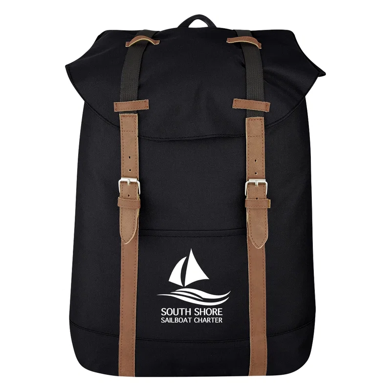Custom Printed Flap Drawstring Backpack — view 2