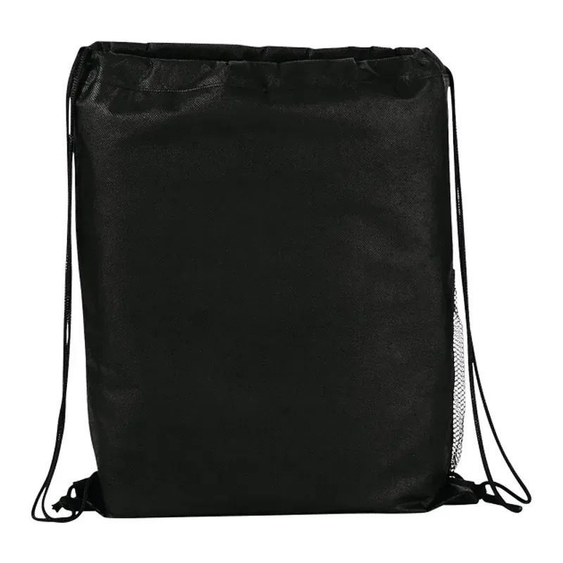 Custom Flare Drawstring Bag with Front Pocket and Water Bottle Pocket — view 4