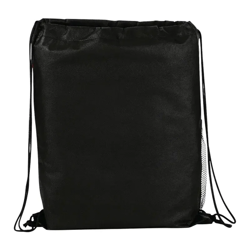Custom Flare Drawstring Bag with Front Pocket and Water Bottle Pocket — view 7