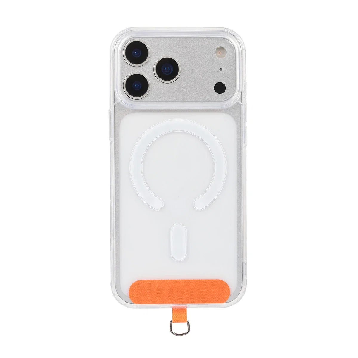 Flash Charging Cable Phone Lanyard worn around the neck, in-use shot