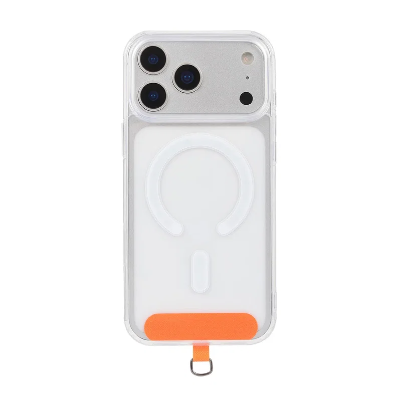 Flash Charging Cable Phone Lanyard worn around the neck, in-use shot
