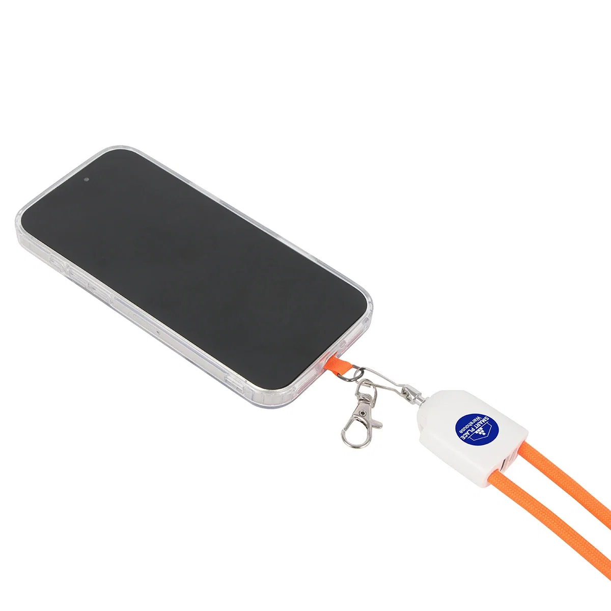 Close-up of the custom logo imprint area on the Flash Phone Lanyard