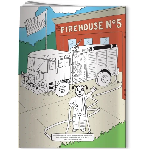 Flash Teaches Fire Safety! coloring book interior page with fire-safety scenes to color