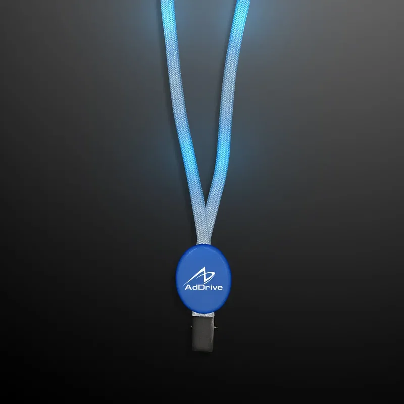 Flashing Blue Lanyard with Badge Clasp