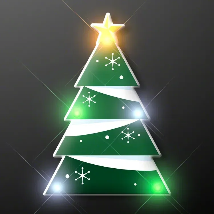 Flashing LED Christmas Tree Pin with Safety Attachment — view 3