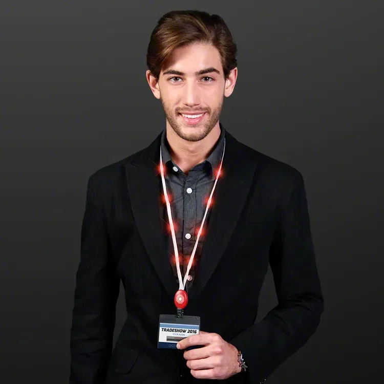 Flashing Red Lanyard with Badge Clasp — view 2