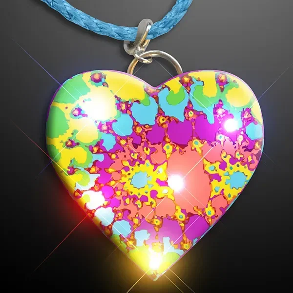 Flashing Tie Dye Heart Necklace — view 2