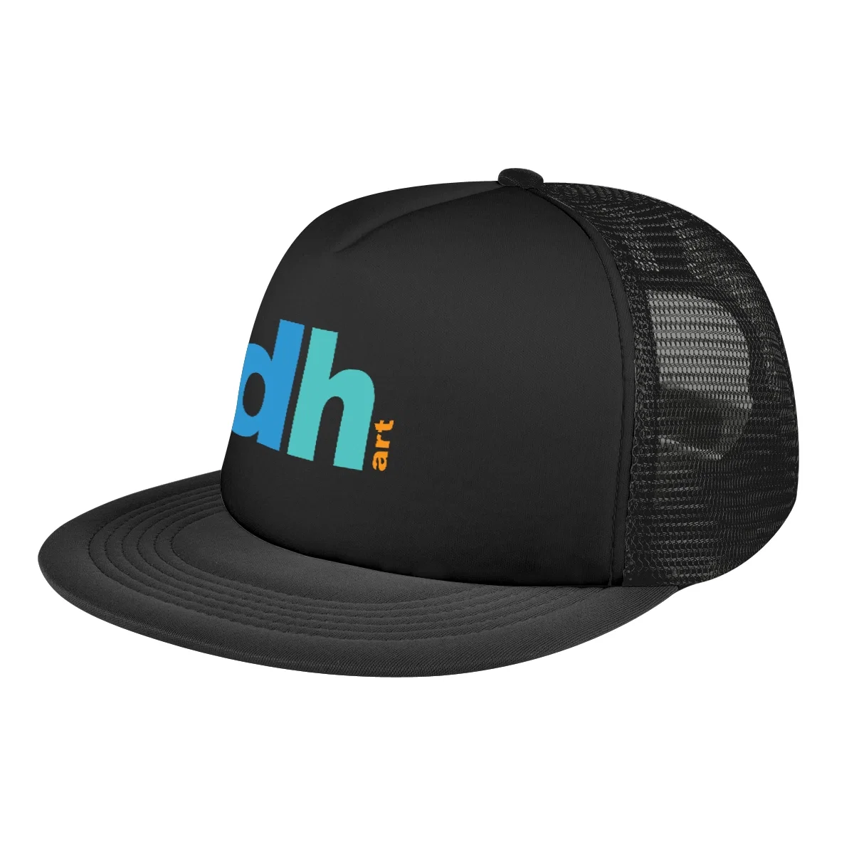Flat bill trucker cap with a mesh back panel