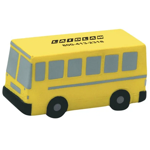 Flat front school bus shaped stress reliever, about 4.25 inches long
